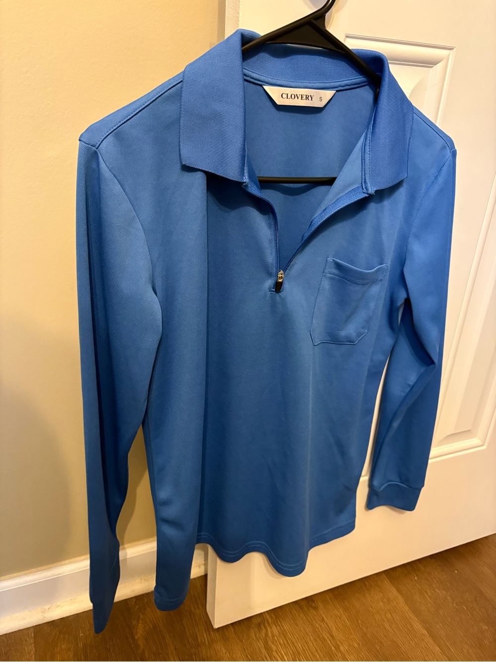 Clovery Blue Long Sleeve Zip Polo
